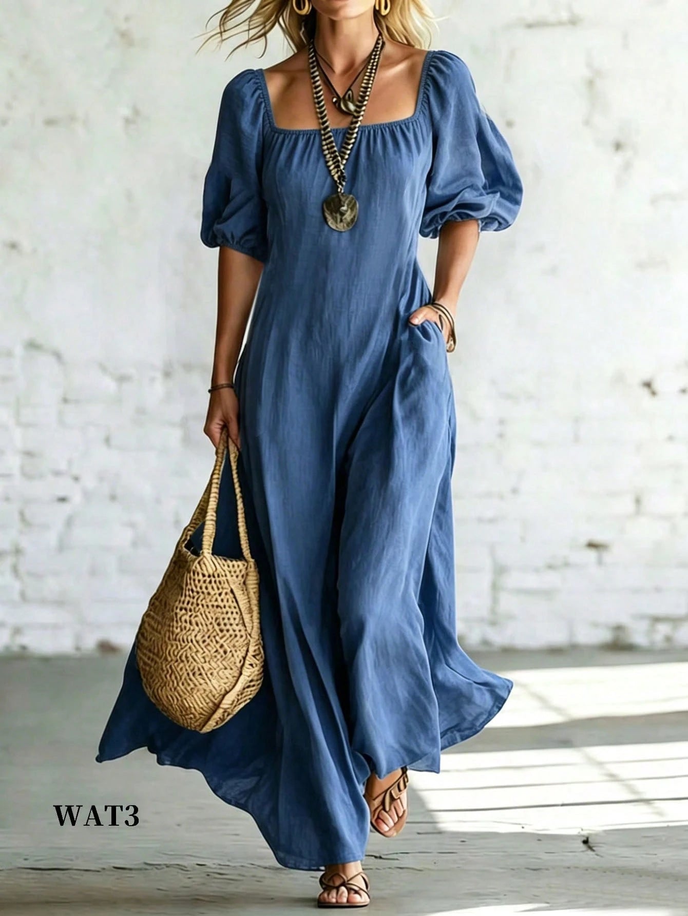 Holidaya Women's Vacation Casual Solid Color Off-Shoulder Dress
