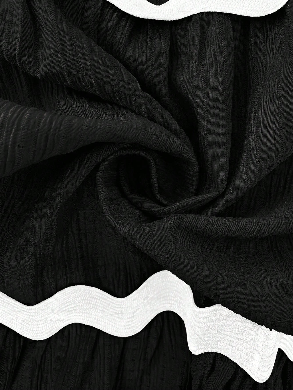 Easowa Contrast Color Wavy Trim Multi-Layer Ruffle Hem A-Line
