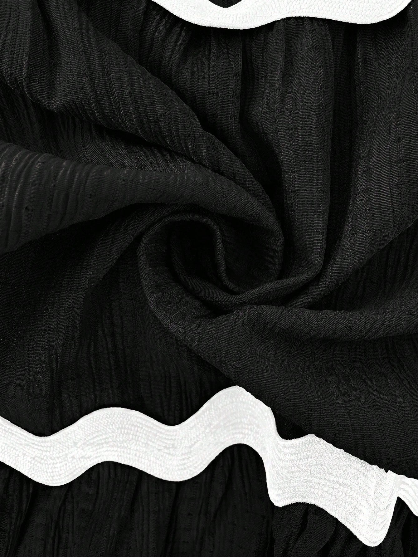Easowa Contrast Color Wavy Trim Multi-Layer Ruffle Hem A-Line