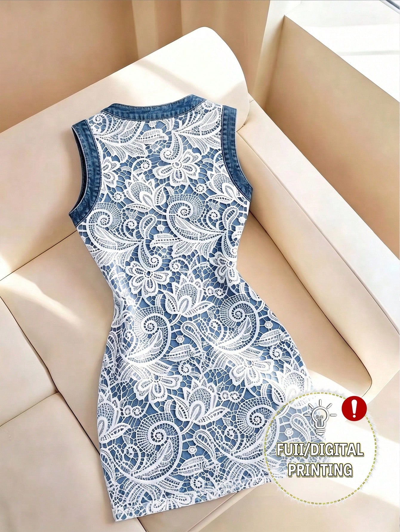 Resyla Women's Faux 3D Digital Print, Contrast Color Casual Fashion