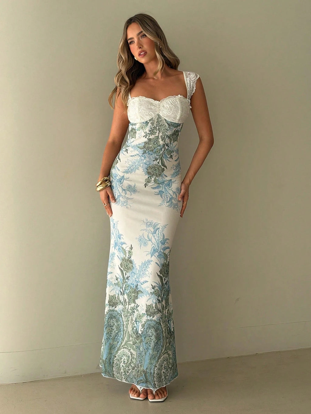 Aloruh Cream Yellow Gradient Floral Mesh Bodycon Backless Summer Dress,Flowy Tropical Holiday Vacation,Lace - image 16