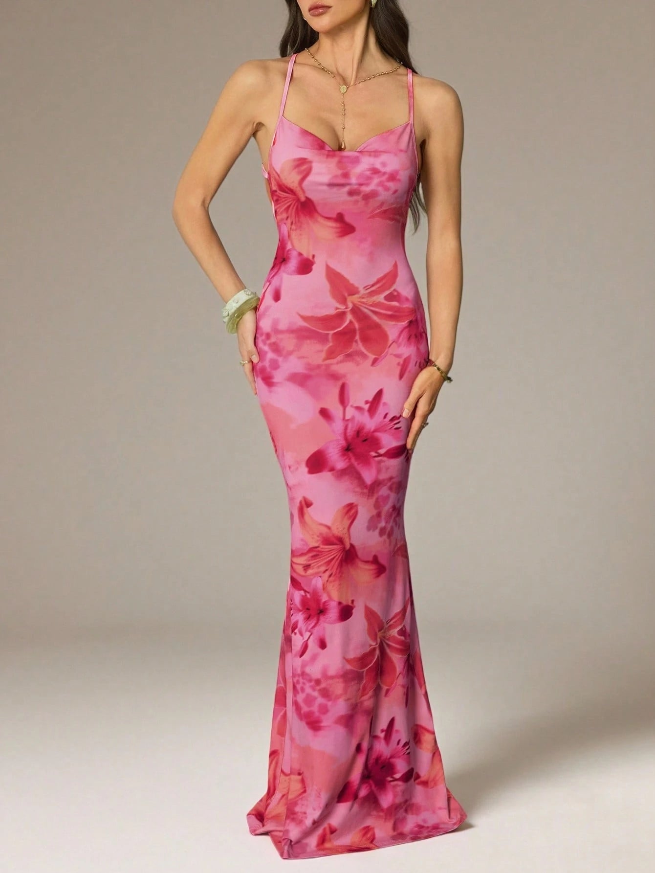 Tall Women's Plunging Neckline Backless Vacation Floral Print Dress,Dresses For Women Summer, Tall Women - image 5
