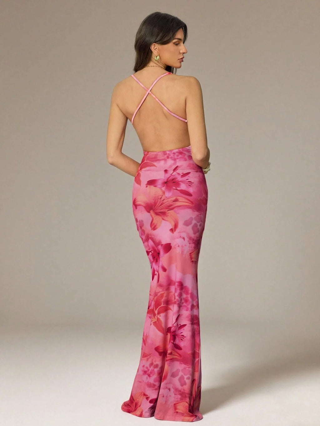 Tall Women's Plunging Neckline Backless Vacation Floral Print Dress,Dresses For Women Summer, Tall Women - image 7