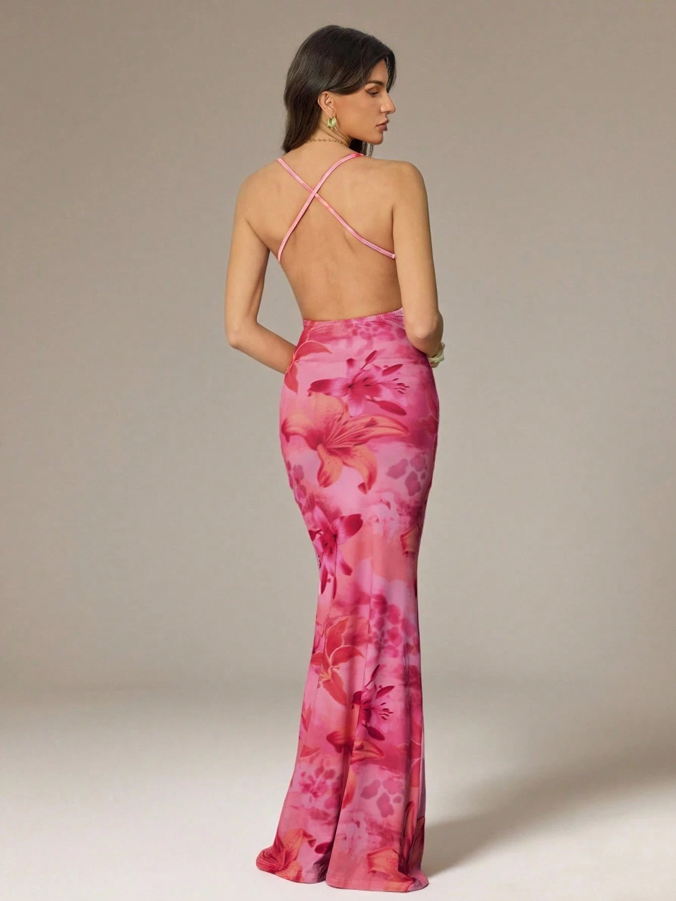 Tall Women's Plunging Neckline Backless Vacation Floral Print Dress,Dresses For Women Summer, Tall Women - image 7