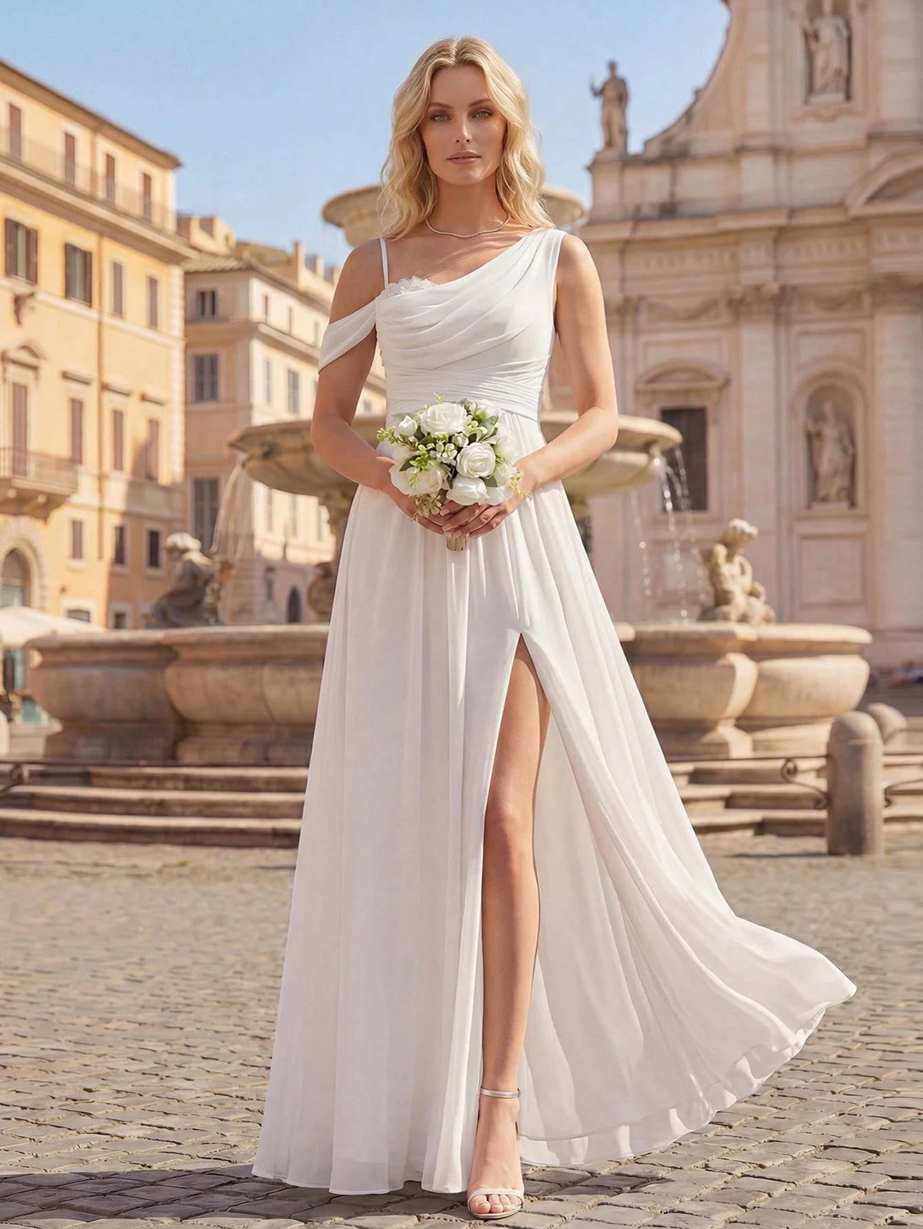 EVERPRETTY Elegant Chiffon Bridesmaid Dress, Pleated Neckline, Embroidered Floral, Long Length, Suitable For - image 13