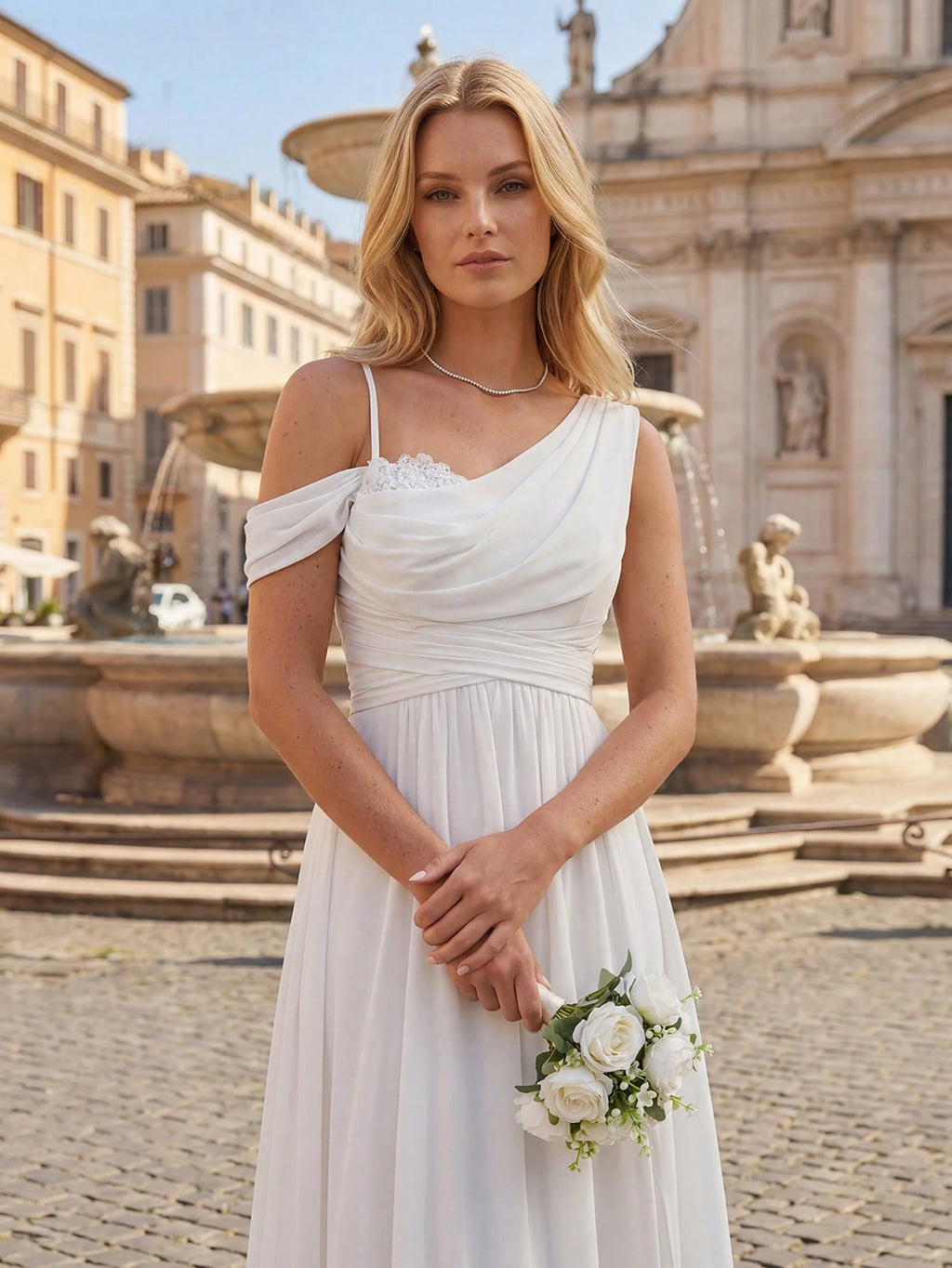 EVERPRETTY Elegant Chiffon Bridesmaid Dress, Pleated Neckline, Embroidered Floral, Long Length, Suitable For - image 15