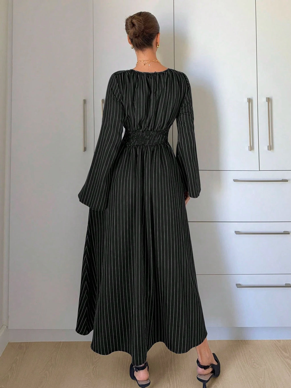 Siren Gaze Women's Navy Blue Minimalist Long Sleeve Dress, Casual Everyday Wear Autumn,Dresses For Women - image 12