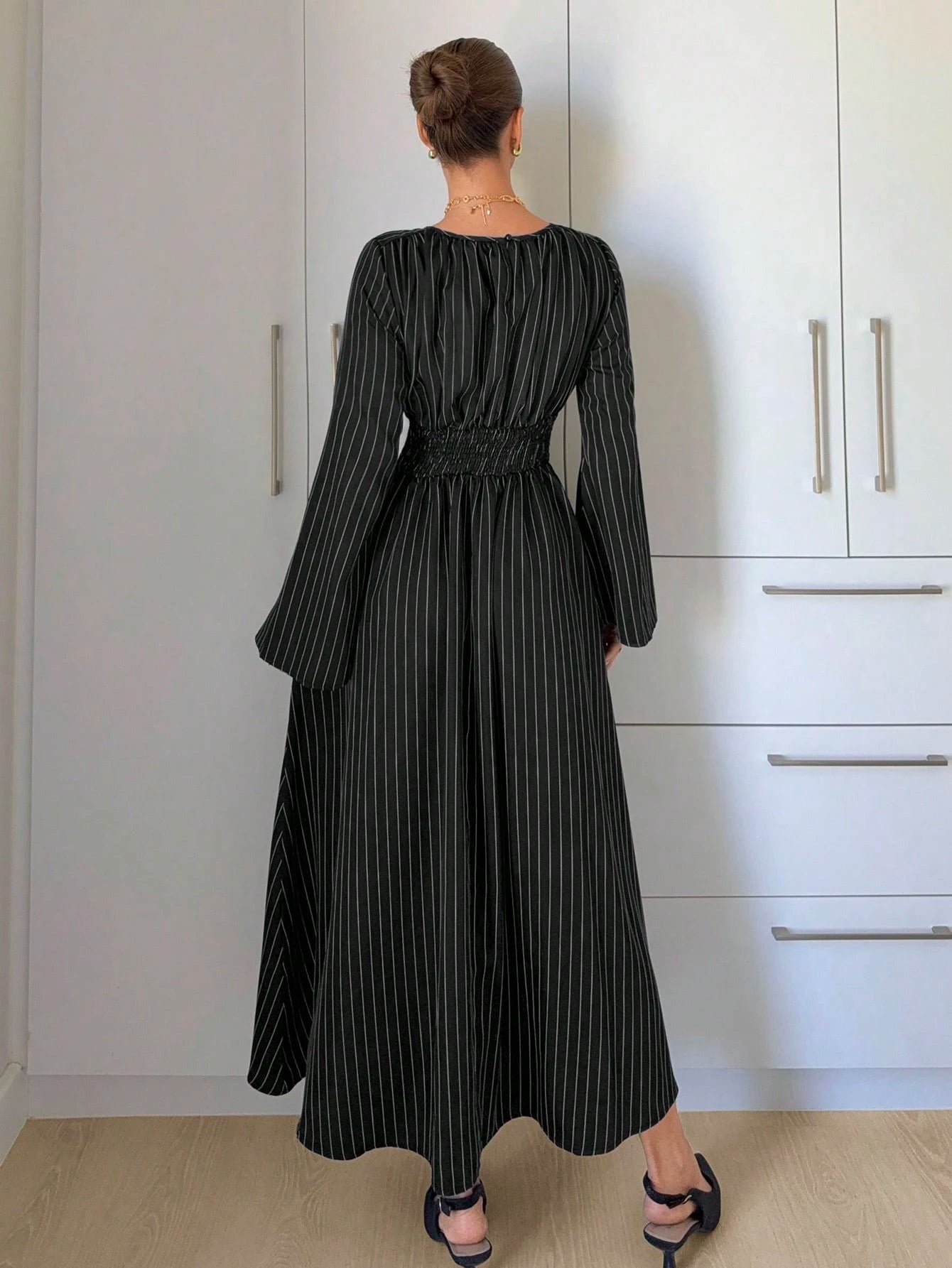 Siren Gaze Women's Navy Blue Minimalist Long Sleeve Dress, Casual Everyday Wear Autumn,Dresses For Women - image 12