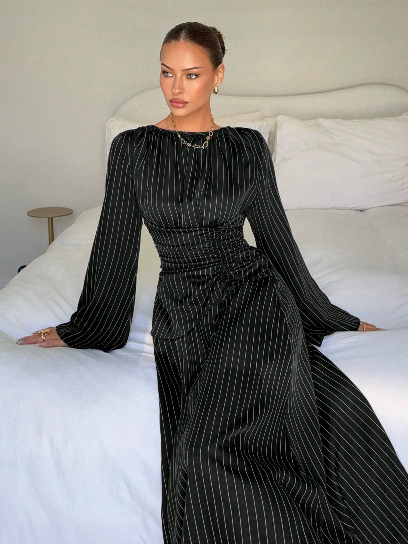 Siren Gaze Women's Navy Blue Minimalist Long Sleeve Dress, Casual Everyday Wear Autumn,Dresses For Women - image 13