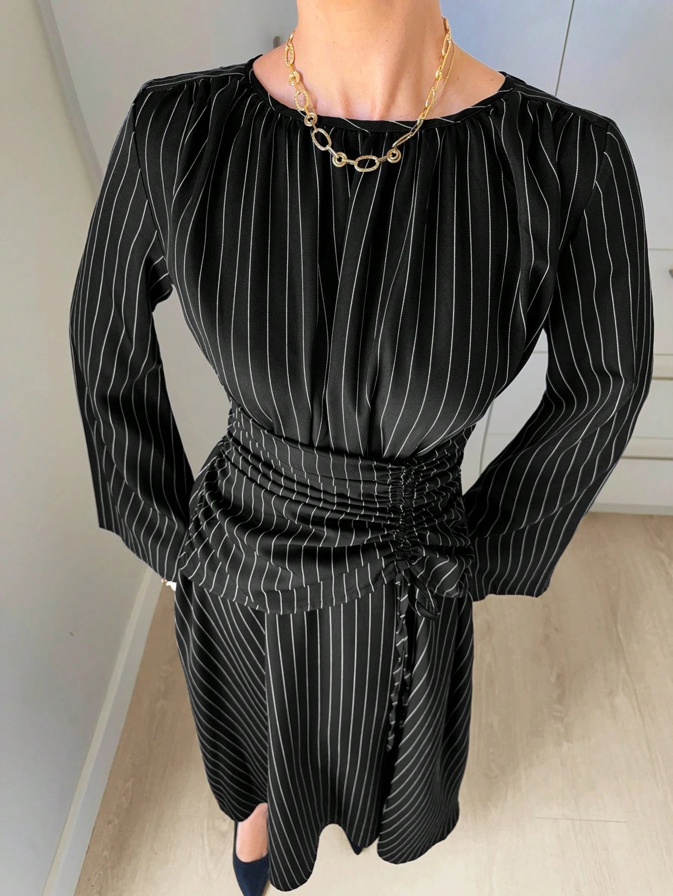 Siren Gaze Women's Navy Blue Minimalist Long Sleeve Dress, Casual Everyday Wear Autumn,Dresses For Women - image 15