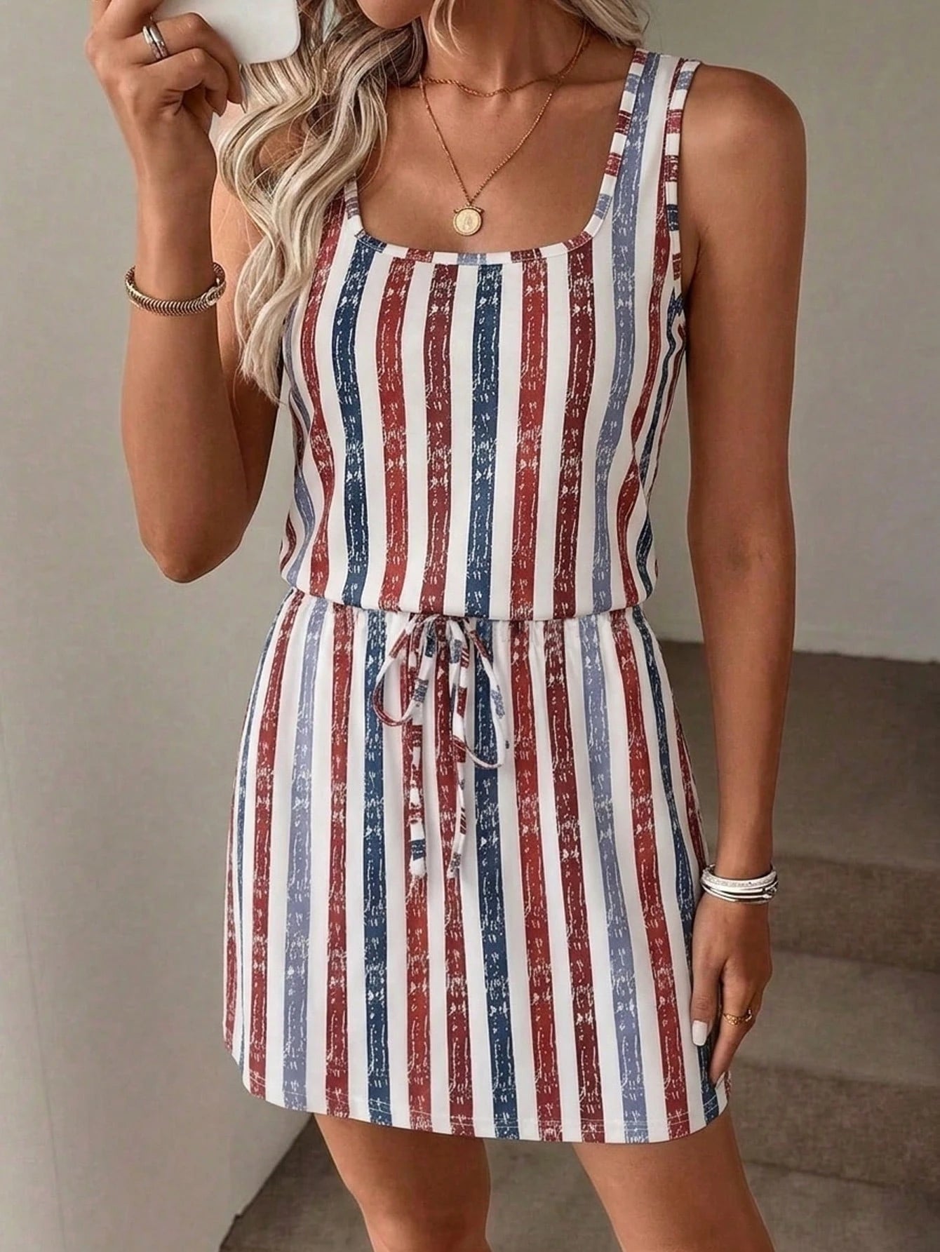 LUNE Women's Casual Printed Short Dress Suitable For Spring And Summer