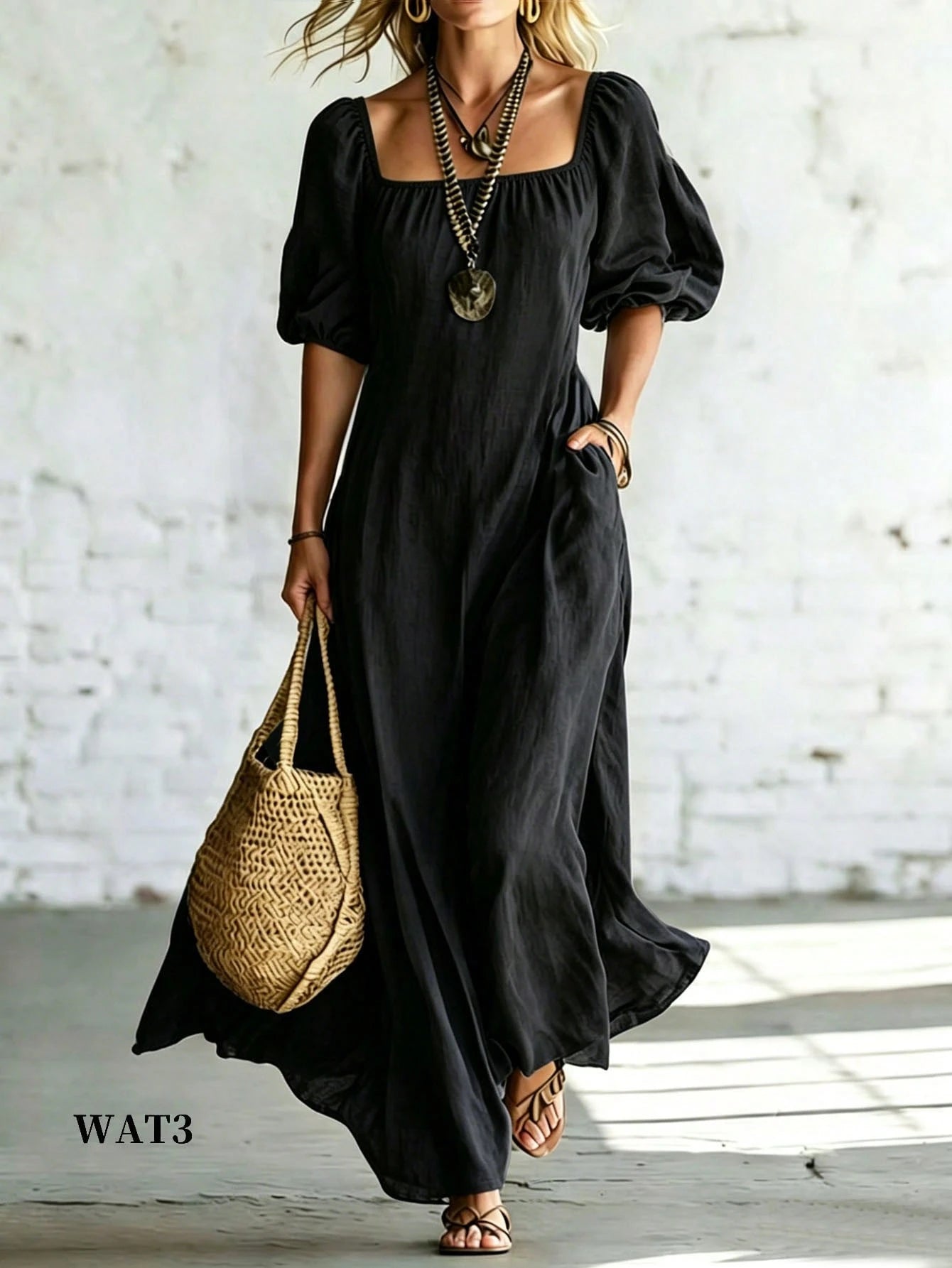 Holidaya Women's Vacation Casual Solid Color Off-Shoulder Dress