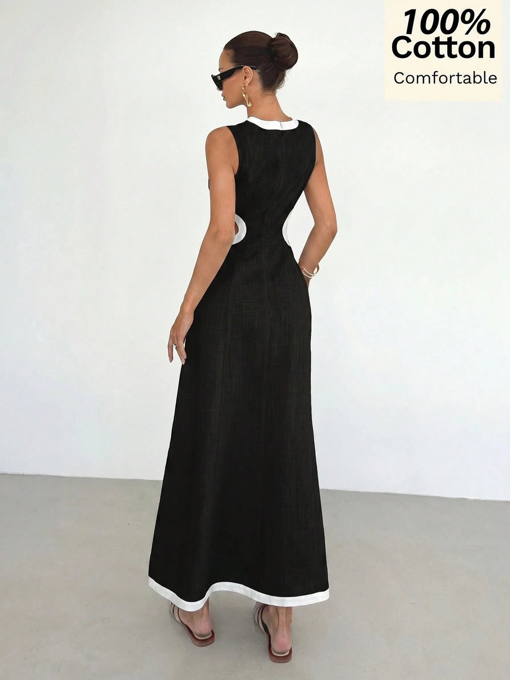 Siren Gaze 100 Pure Cotton Black And Silver Summer Sleeveless