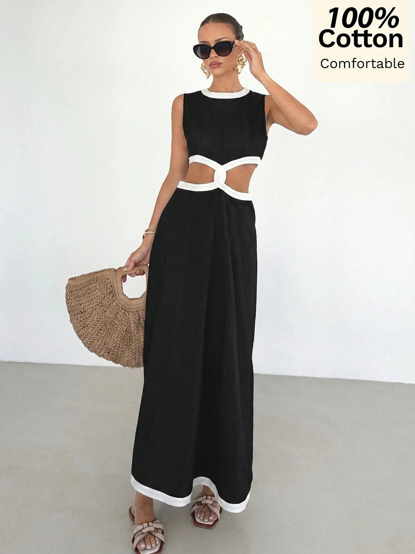 Siren Gaze 100 Pure Cotton Black And Silver Summer Sleeveless
