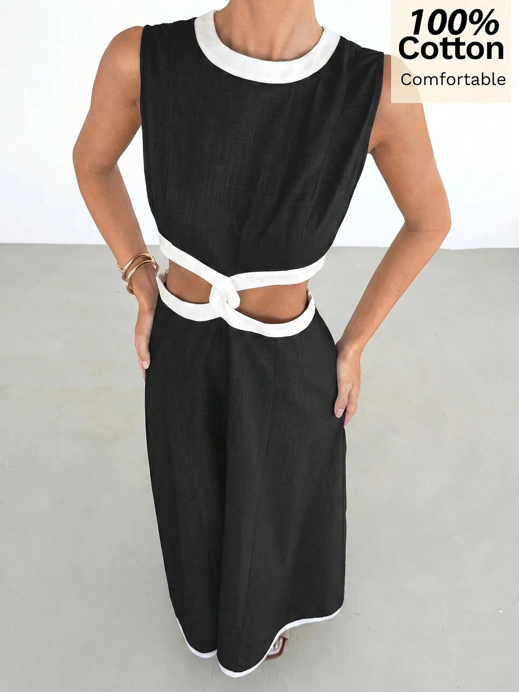 Siren Gaze 100 Pure Cotton Black And Silver Summer Sleeveless