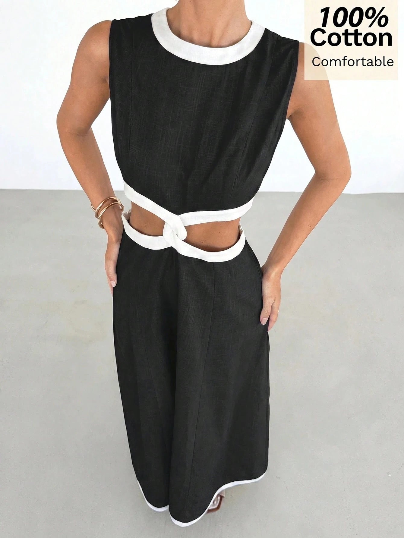 Siren Gaze 100 Pure Cotton Black And Silver Summer Sleeveless