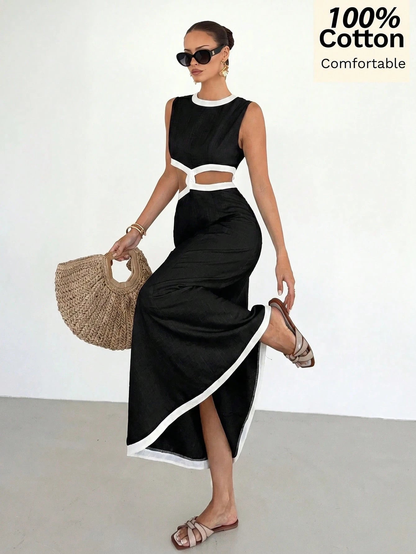 Siren Gaze 100 Pure Cotton Black And Silver Summer Sleeveless