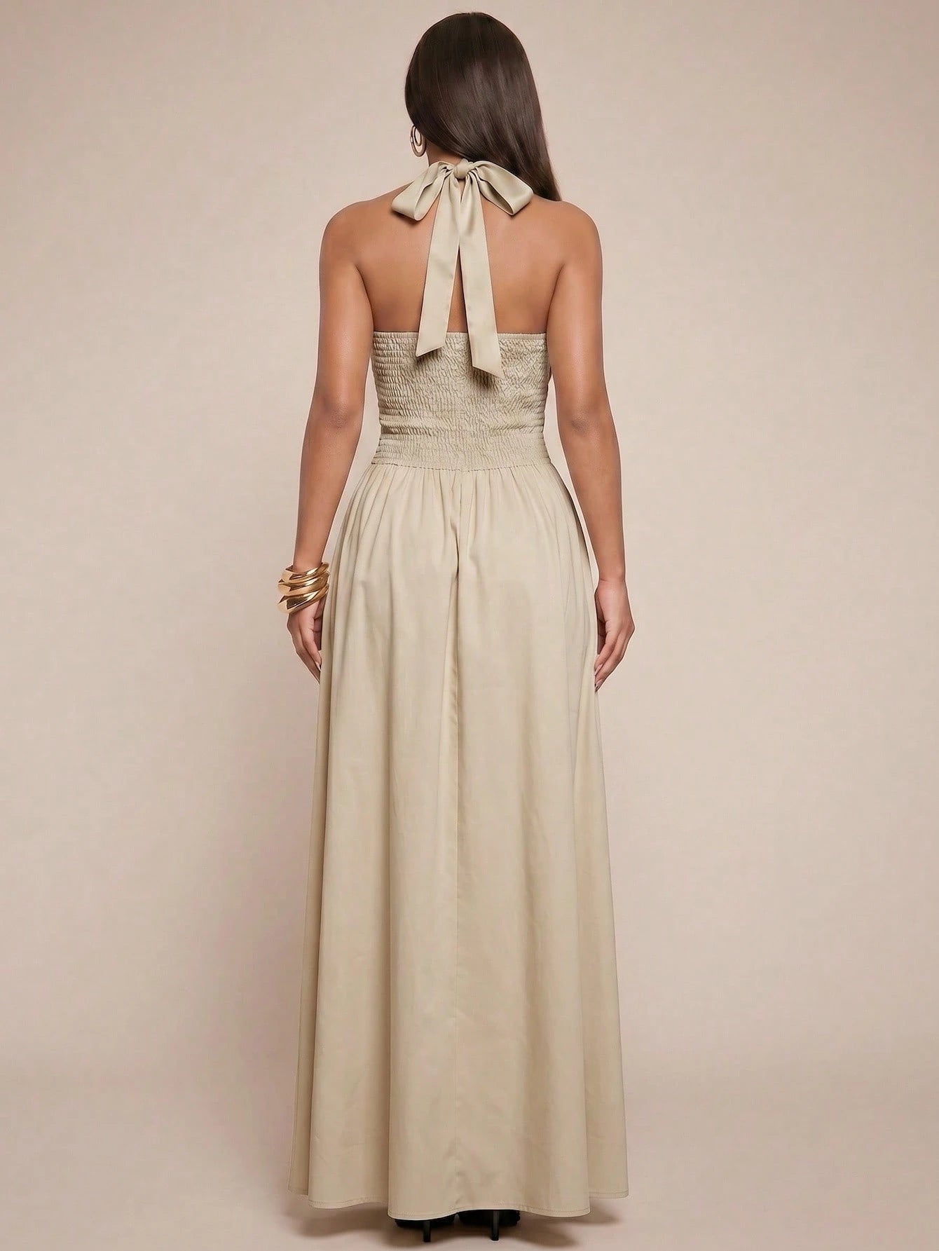 Radiana Elegant Sexy Summer Navy Blue Halter Neck Maxi Dress,Flowy
