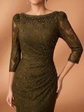 Serin Sage Green Winter Elegant Formal Wedding Bride & Mother Of The Bride Evening Gowns,Diamond Beaded Lace