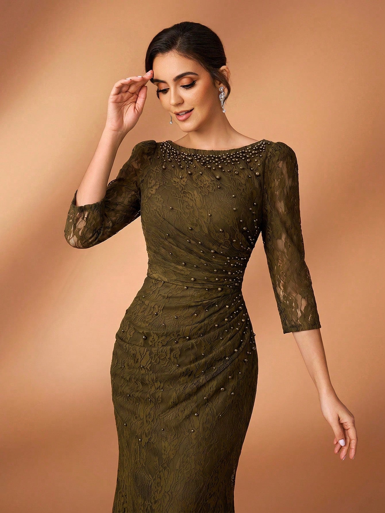 Serin Sage Green Winter Elegant Formal Wedding Bride & Mother Of The Bride Evening Gowns,Diamond Beaded Lace - image 5
