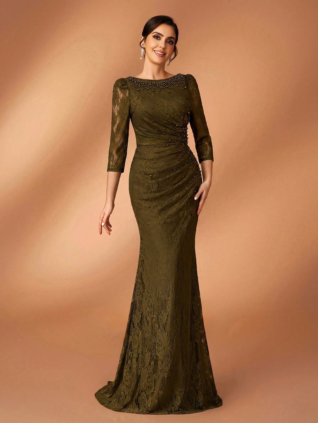 Serin Sage Green Winter Elegant Formal Wedding Bride & Mother Of The Bride Evening Gowns,Diamond Beaded Lace - image 7