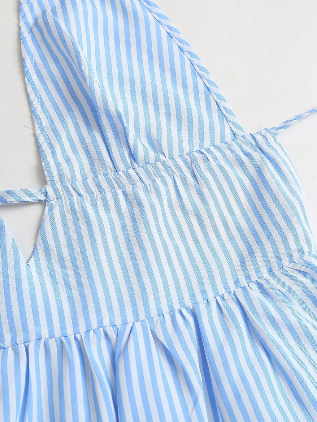Sunnyshic Women's Blue Striped V-Neck Hollow Out Ruched Backless