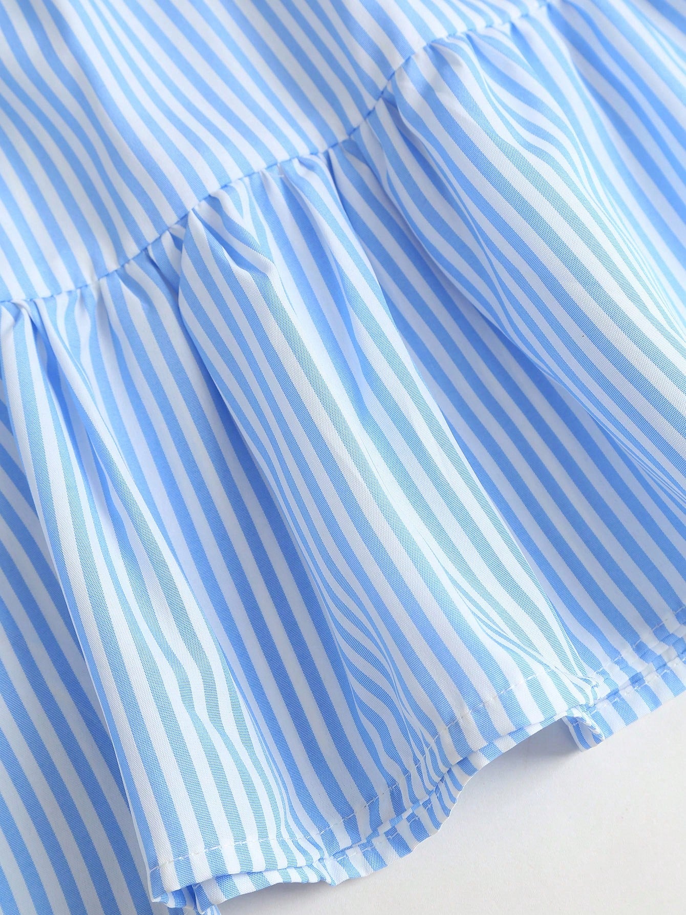Sunnyshic Women's Blue Striped V-Neck Hollow Out Ruched Backless