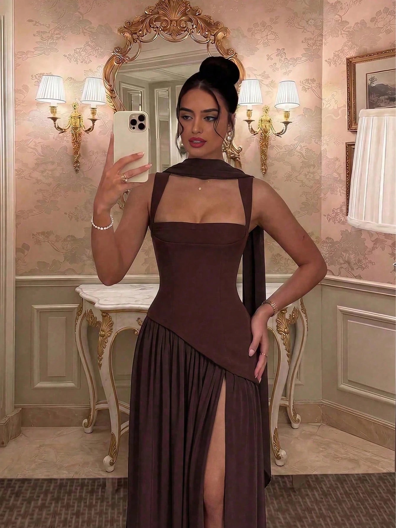 Women's Solid Color Square Neck Backless Tie Ruffle Hem Sexy Vacation Wedding Party Dress Elegant Summer - image 4