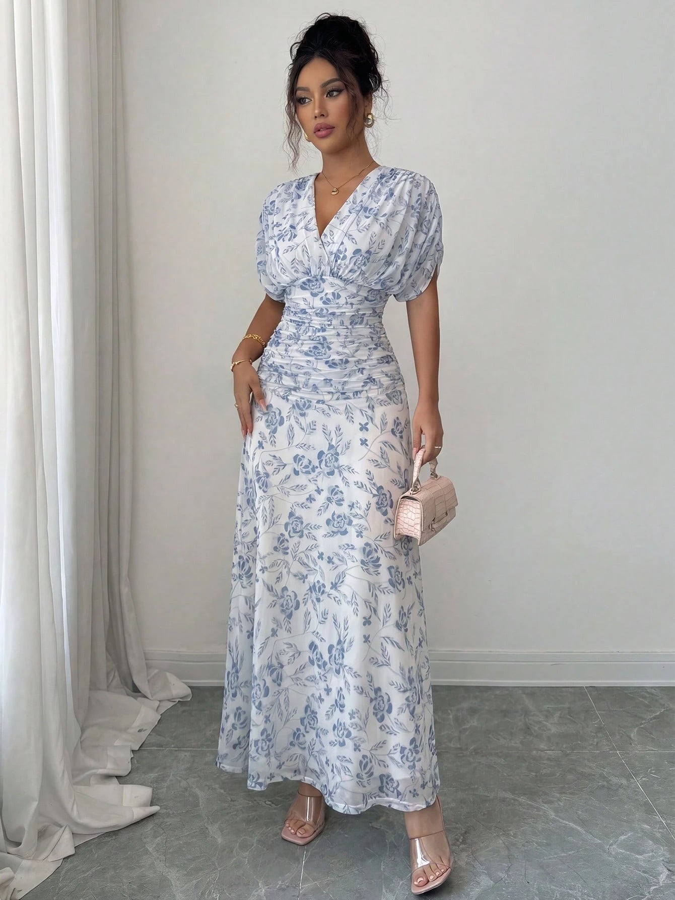 Elenzga Women's Elegant French Style Vacation Loose V-Neck Drop
