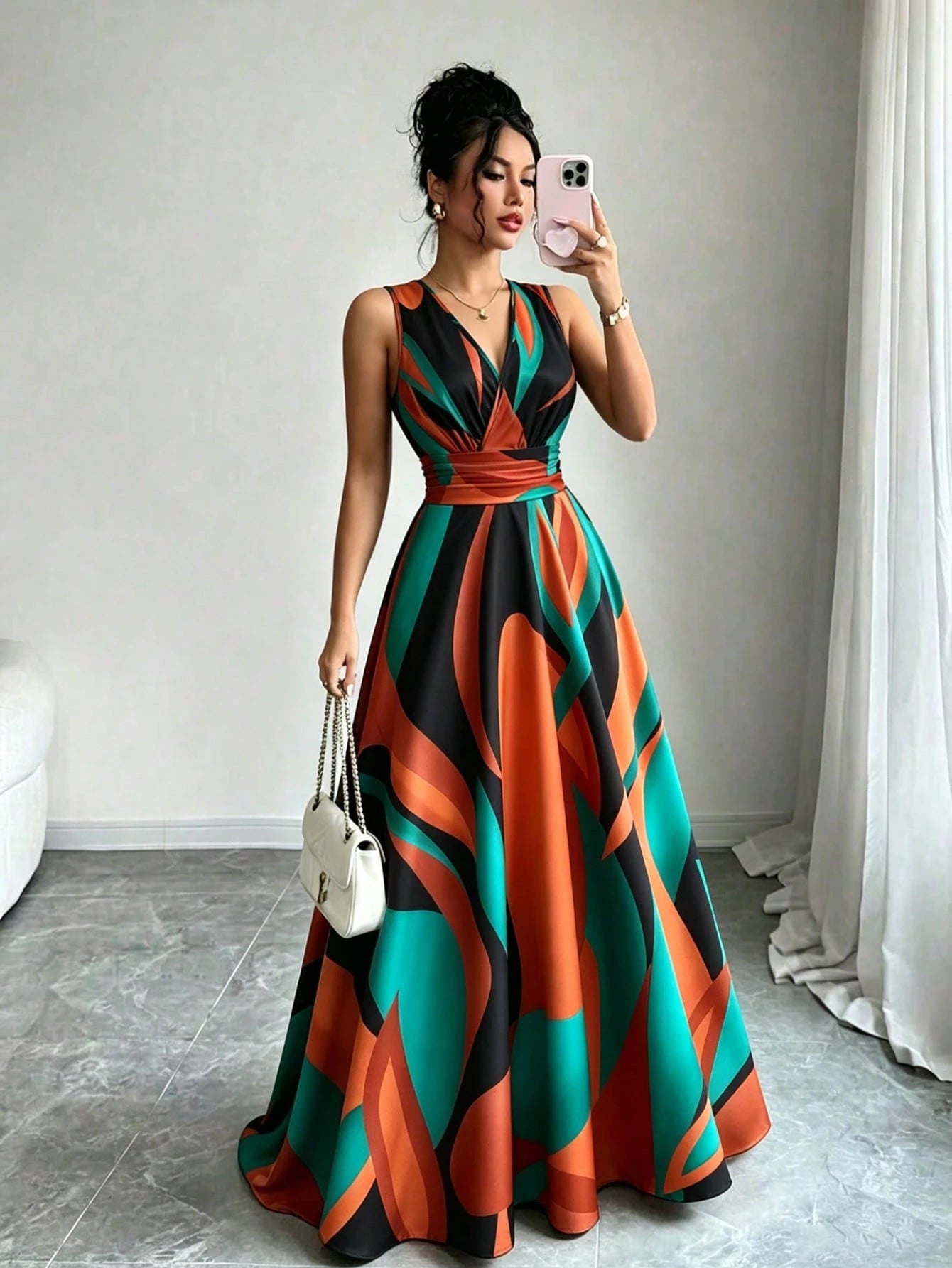 Elenzga New Vintage Spring/Summer French Style Elegant Fashionable Vacation Design Criss-Cross V-Neck - image 9