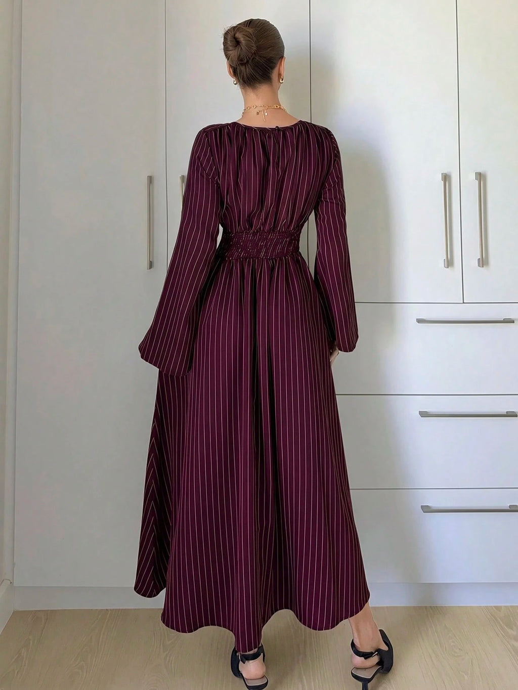 Siren Gaze Women's Navy Blue Minimalist Long Sleeve Dress, Casual Everyday Wear Autumn,Dresses For Women - image 19