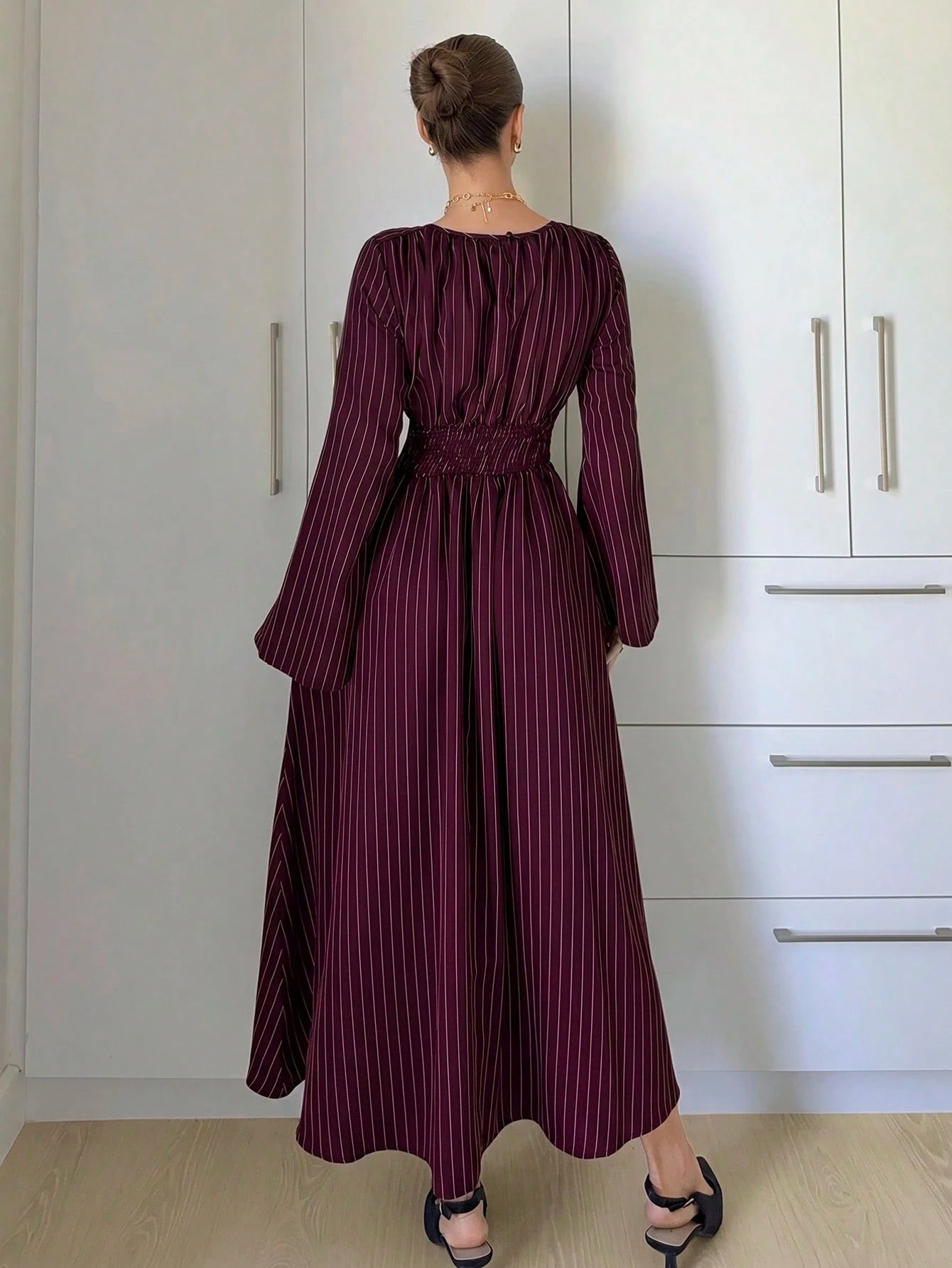 Siren Gaze Women's Navy Blue Minimalist Long Sleeve Dress, Casual Everyday Wear Autumn,Dresses For Women - image 19