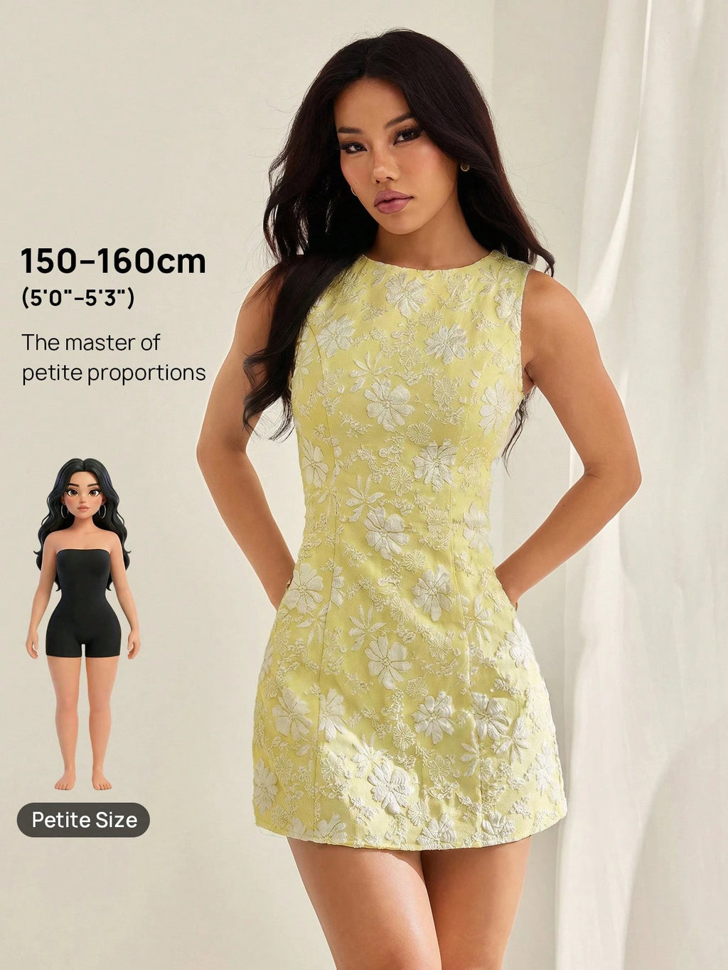 PETITE Vintage Elegant Vacation Dress, Spring/Summer Fitted Jacquard Dress, Sleeveless Slip Dress, Green Mini - image 10
