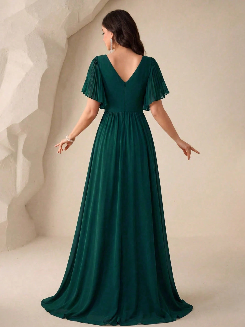 Flounce Sleeve Back Sweetheart Neck Solid Color Tulle Dress, Bridesmaid Dress Wedding - image 2