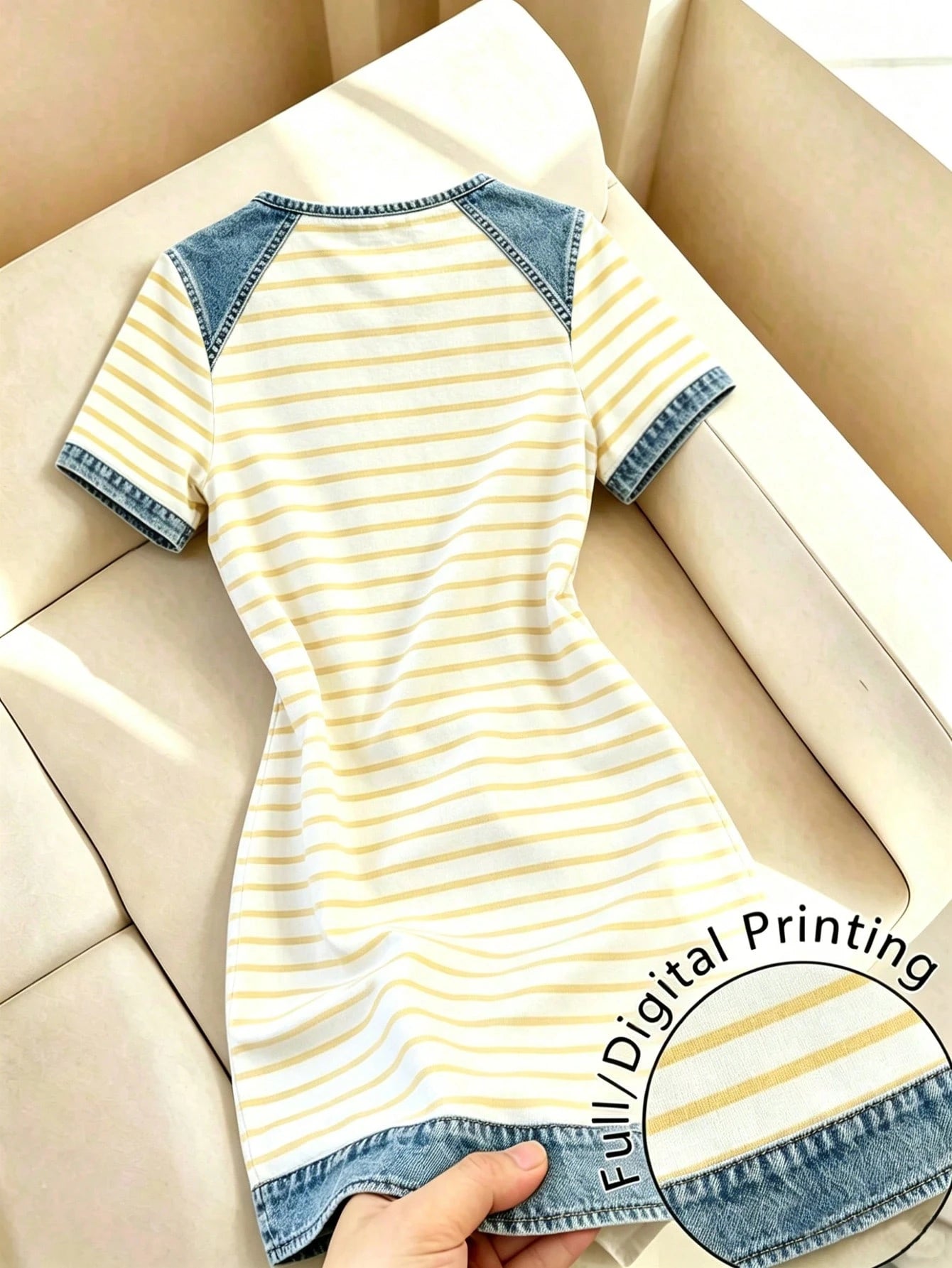 Franclia Women's Striped Cherry Print Round Neck Short Sleeve Casual