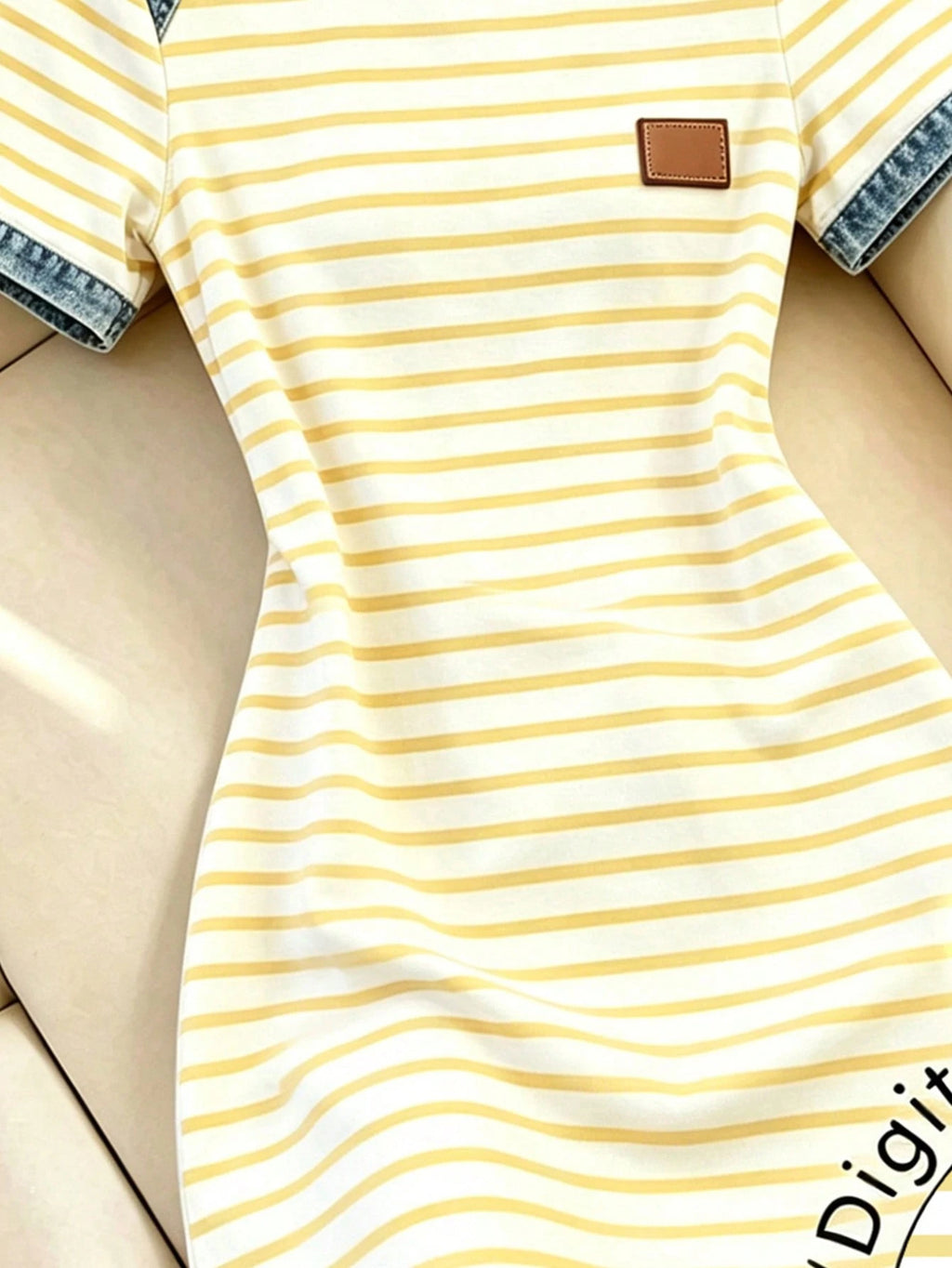Franclia Women's Striped Cherry Print Round Neck Short Sleeve Casual