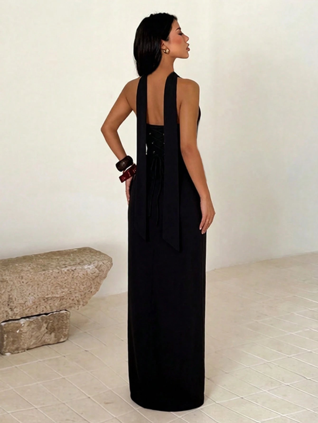 Women's Elegant Red Strapless Fitted Dress, High Slit Sexy Sleeveless