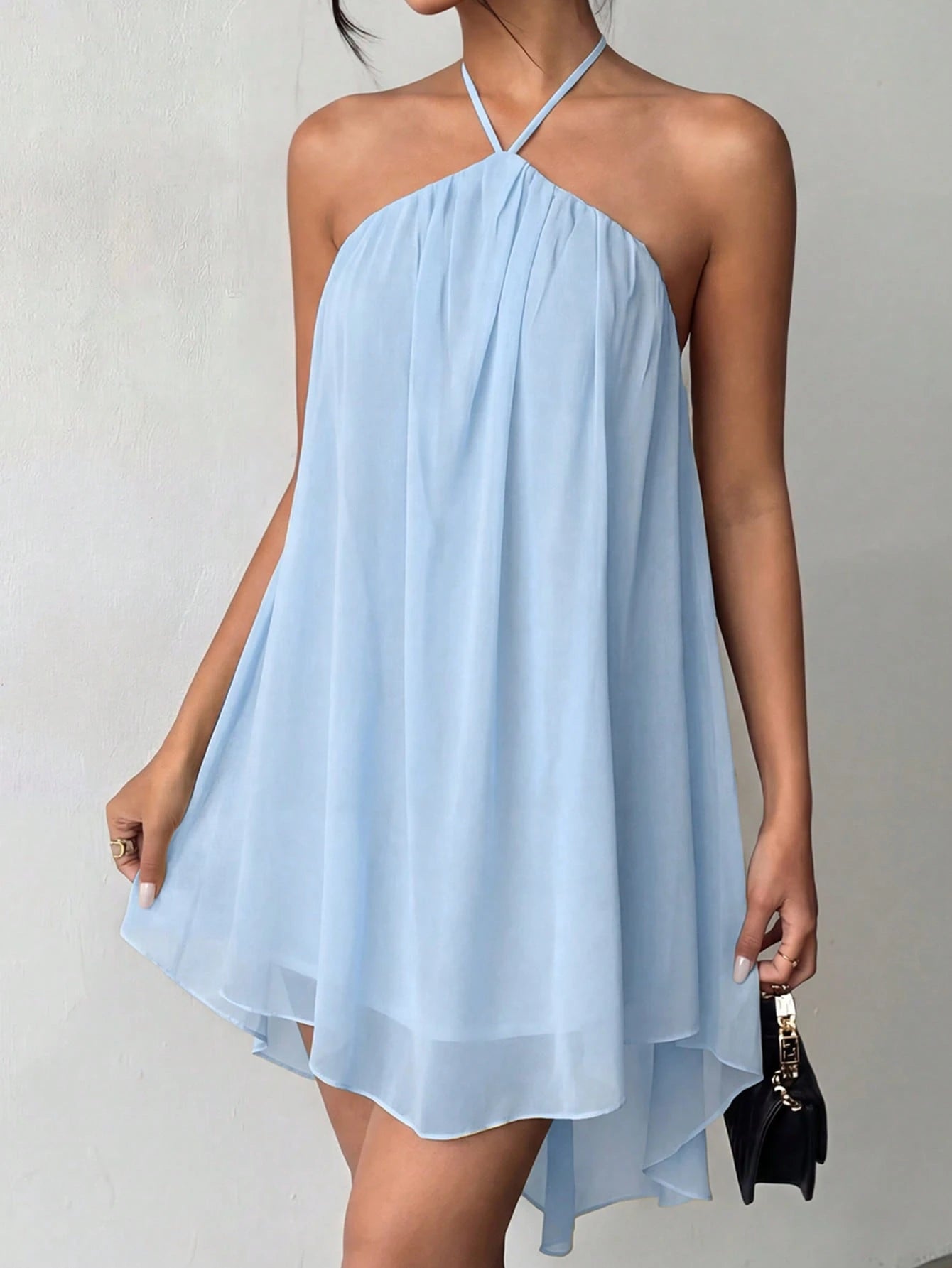 Pink Casual Sexy Chic Halter Backless Chiffon Dress With Asymmetrical Hem Party Elegant - image 16