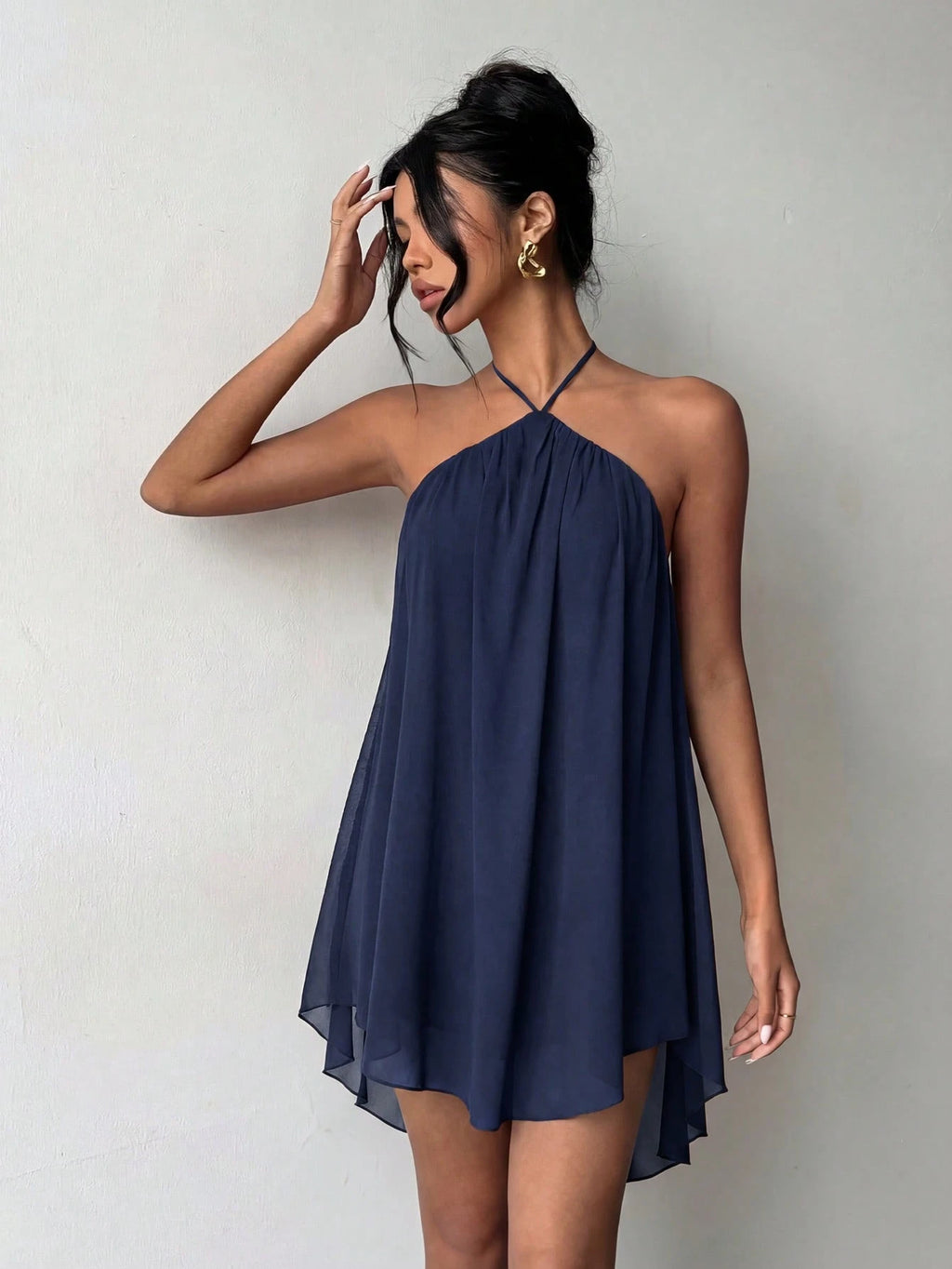 Pink Casual Sexy Chic Halter Backless Chiffon Dress With Asymmetrical Hem Party Elegant - image 19