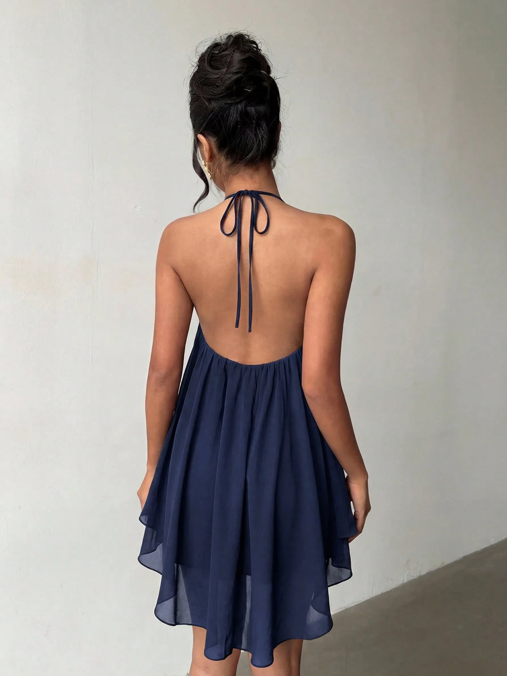 Pink Casual Sexy Chic Halter Backless Chiffon Dress With Asymmetrical Hem Party Elegant - image 18