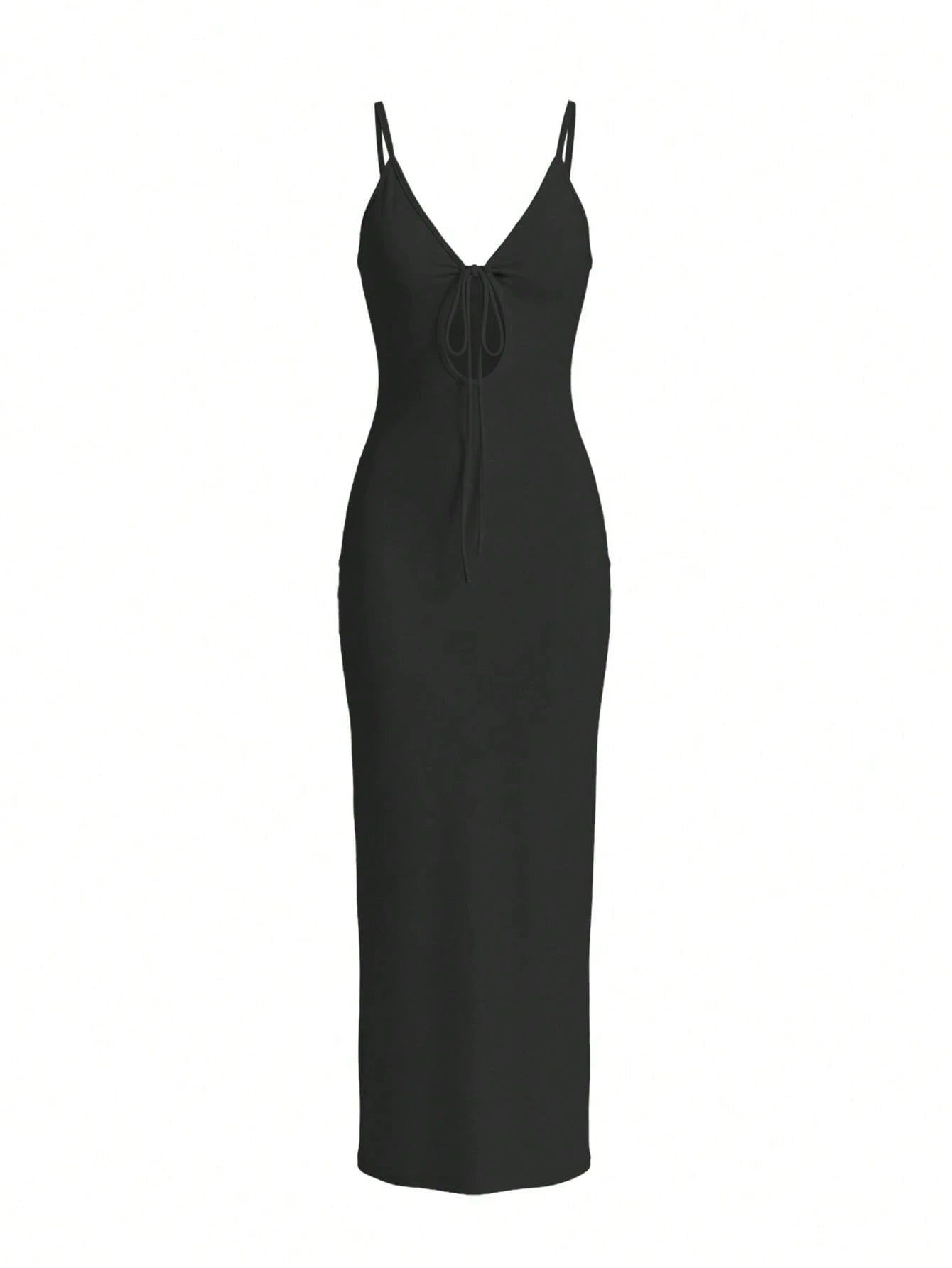 LovelyWholesale Women's Sexy Deep V-Neck Hollow Lace-Up Fitted Long Dress, Summer Elegant Brown - image 15