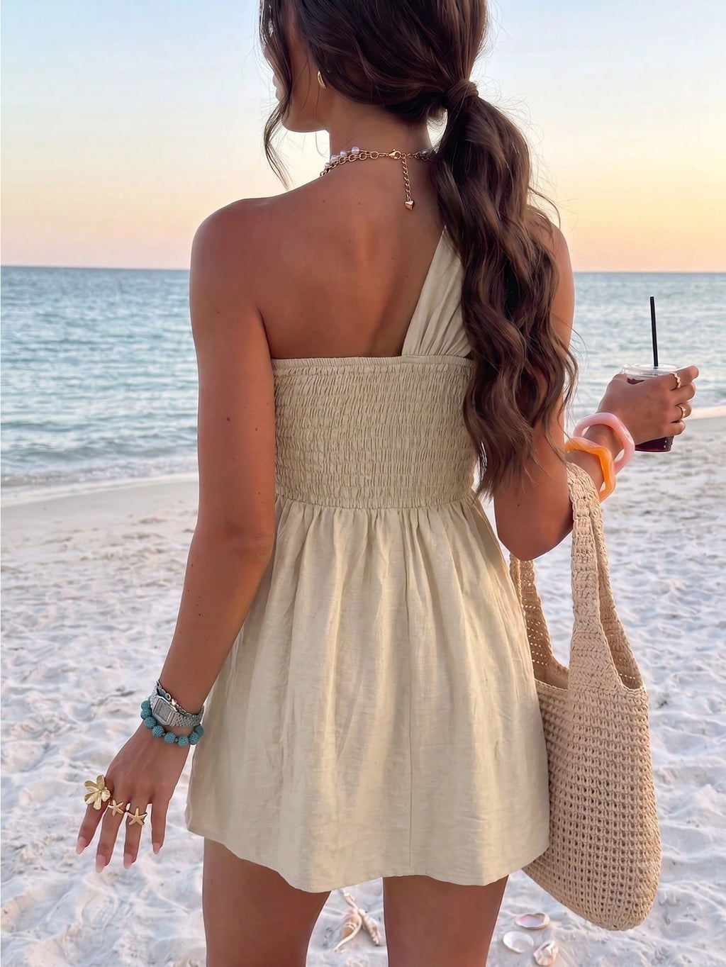 Women's Designer Vacation Outing Dress With Ruched Bust Design,