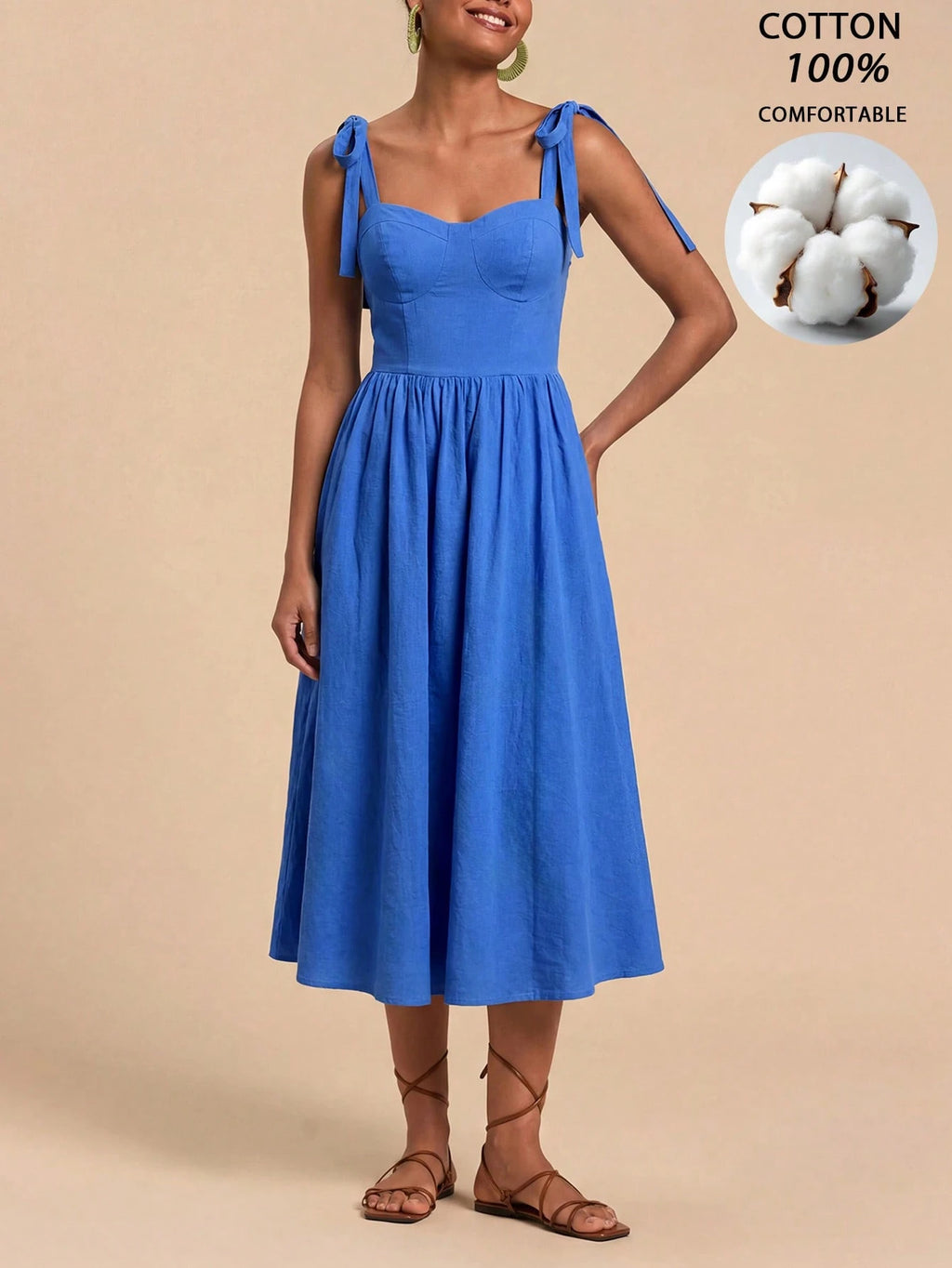 Travachic Vacation Woven Printed Spaghetti Strap Midi Dress For Women - image 3