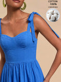 Travachic Vacation Woven Printed Spaghetti Strap Midi Dress For Women