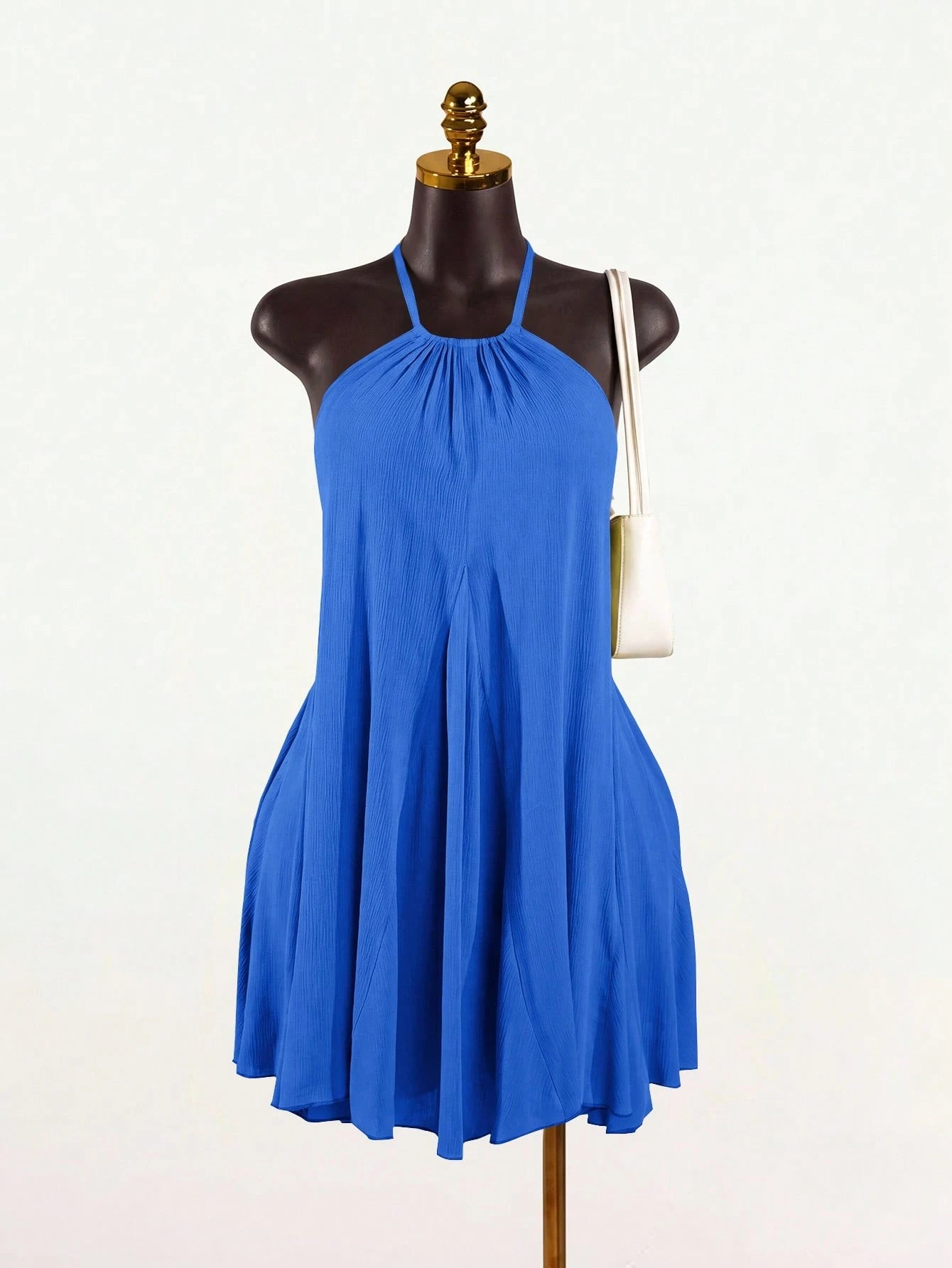 SaltGleam SaltGleam Women's Sexy Solid Color Backless Halter Neck