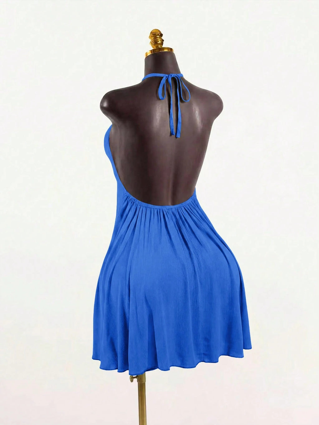 SaltGleam SaltGleam Women's Sexy Solid Color Backless Halter Neck