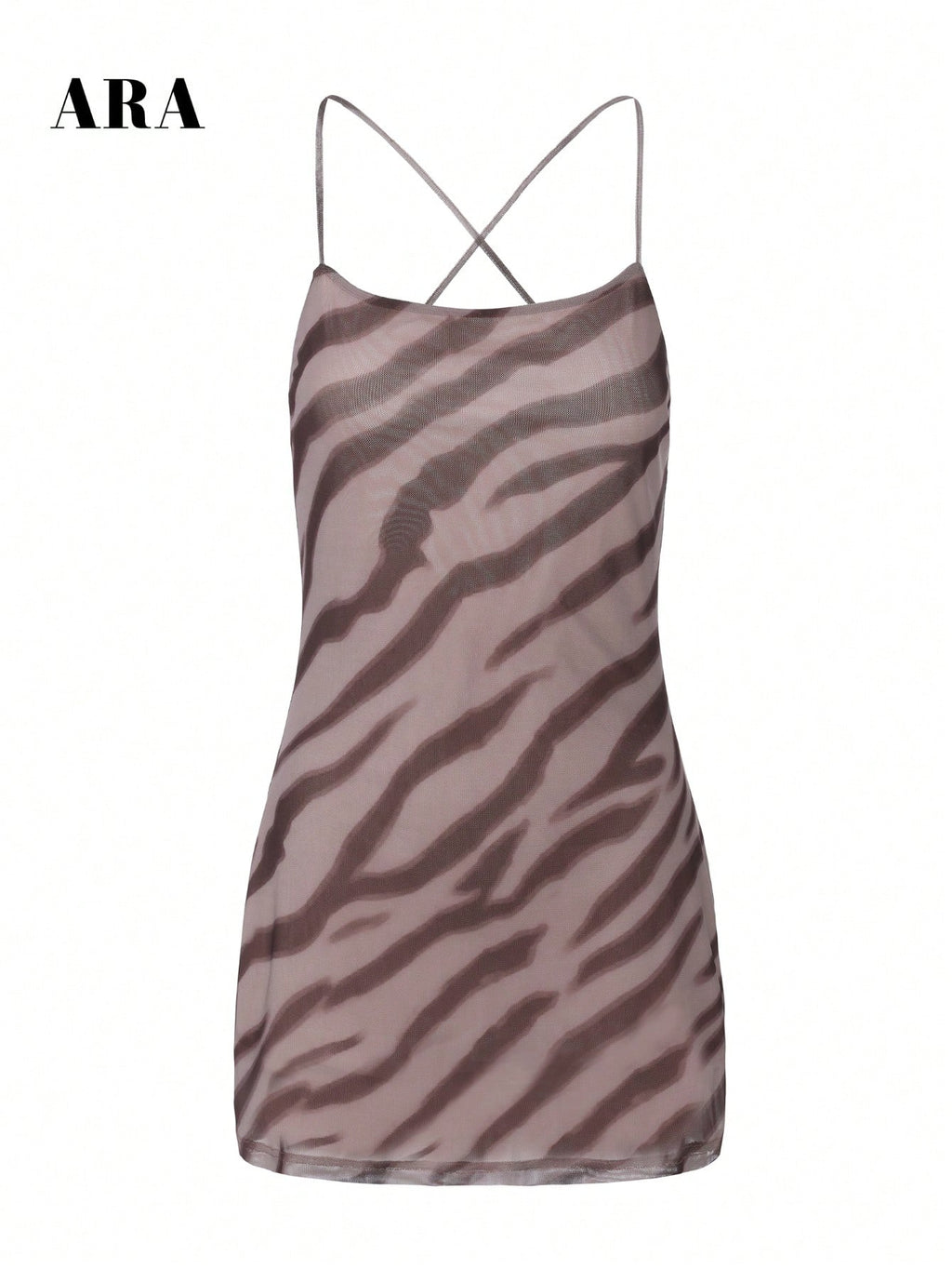 ARA CHIC Women's Vintage Zebra Print Lace-Up Tank Dress, Low Back