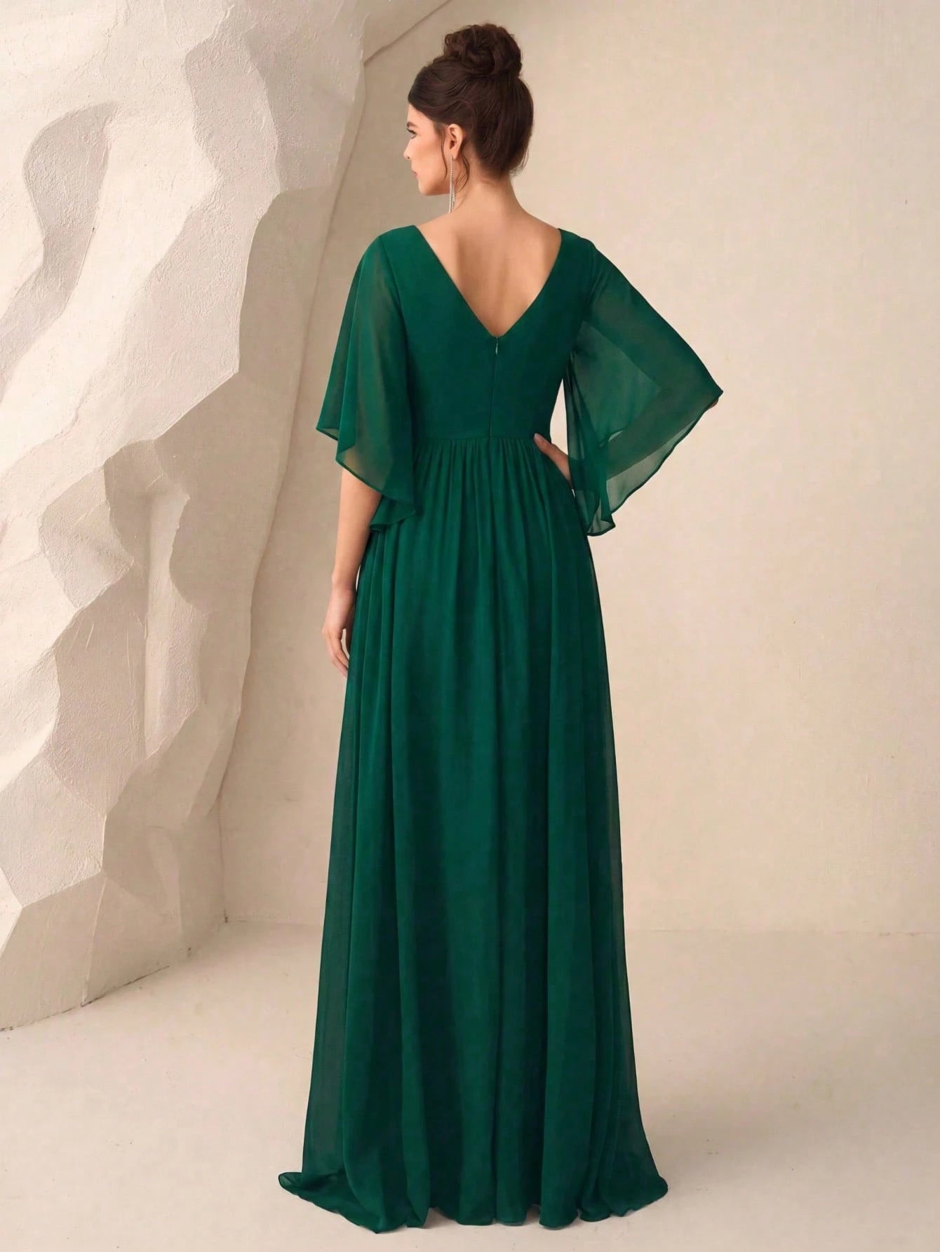 Butterfly Sleeve Split Thigh Chiffon Bridesmaid Dress Elegant Dress, Bride Dress Wedding - image 9