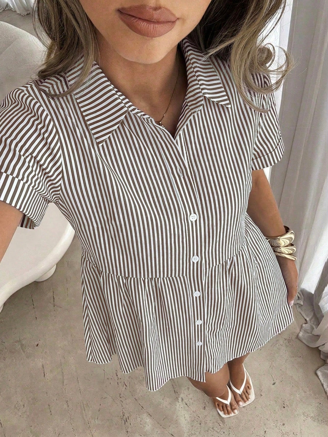 Siren Gaze Women's White Pleated Casual Daily Wear Dress Vacation