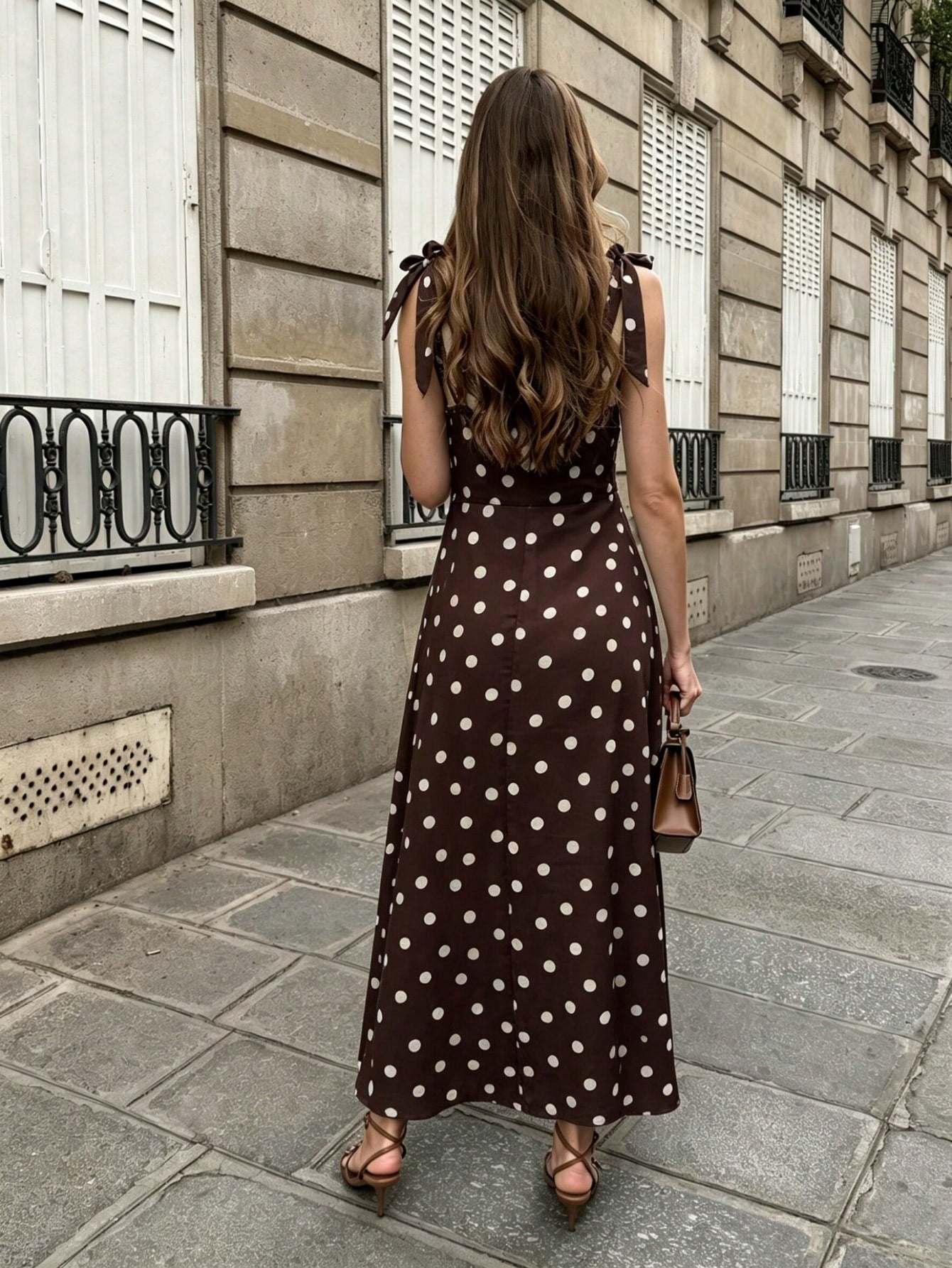 Pariaura Women's Polka Dot Midi Strap Dress